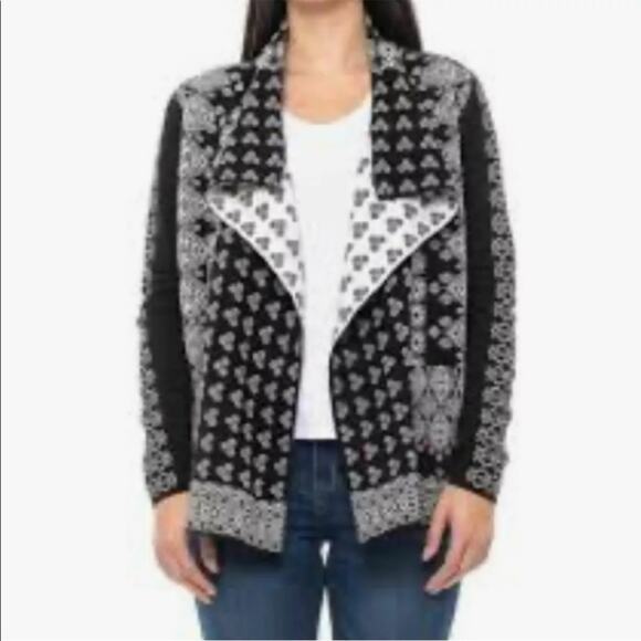 Lucky Brand Sweaters - Lucky Brand black white open drape cardigan size large NWT waterfall